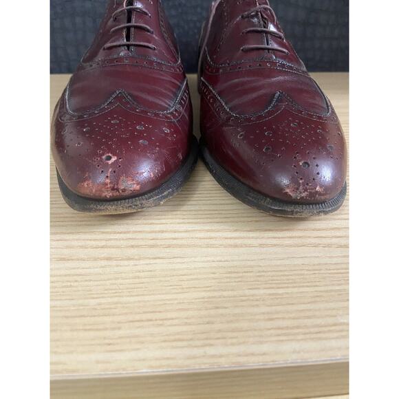 SALVATORE FERRAGAMO Burgundy All Leather Wingtip Oxfords Men\'s Shoes size 10D main image 9